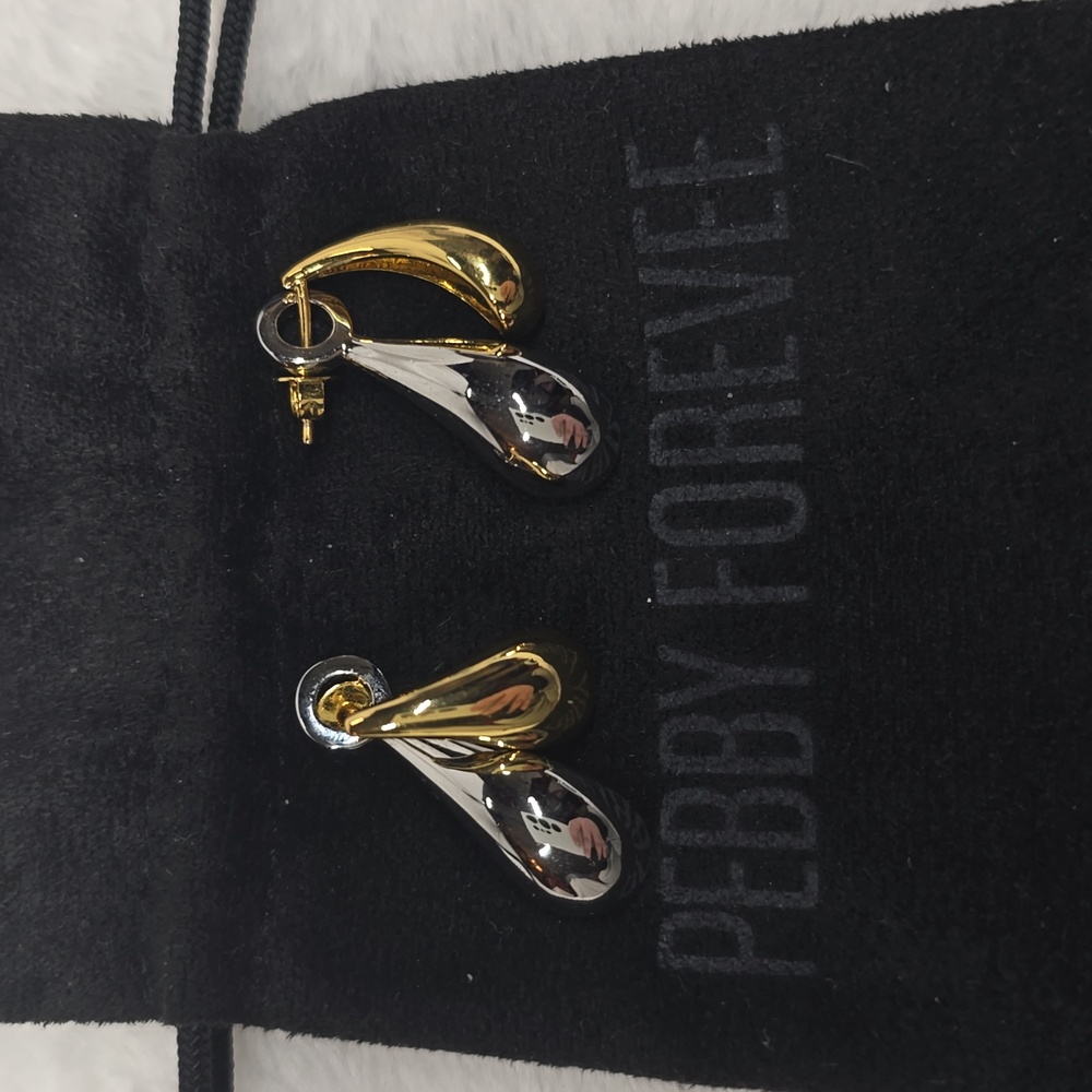 Pebby Forevee Two-Toned Gold and Silver Teardrop Earrings